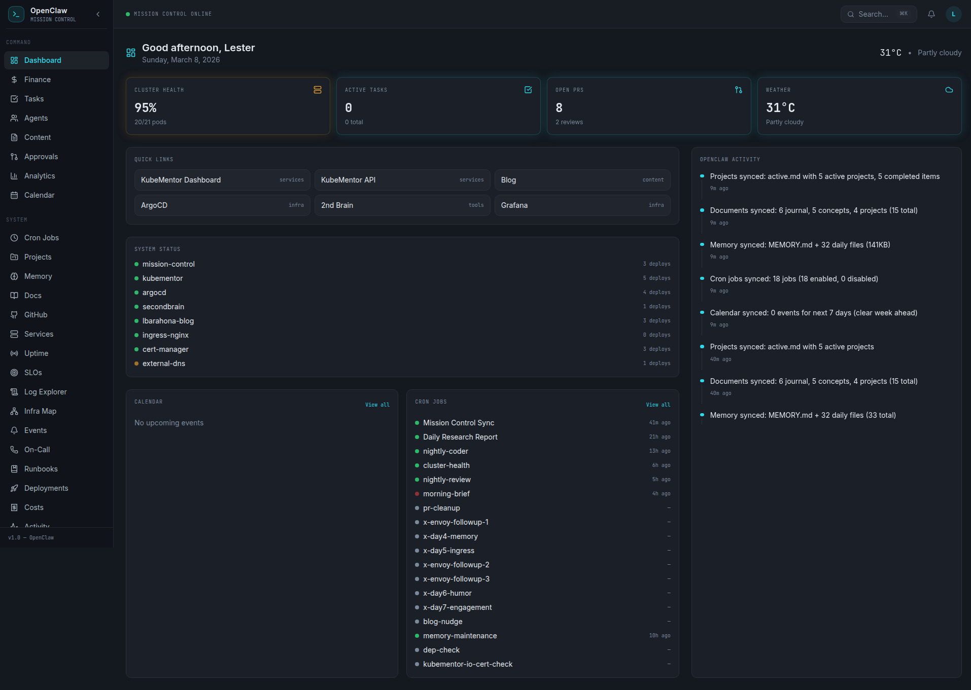 Mission Control Dashboard